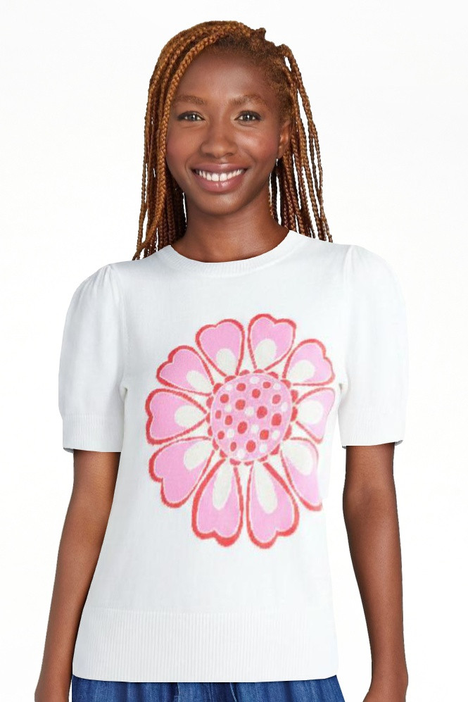 Free Assembly Women's and Women's Plus Floral Sweater with Puff Sleeves, Lightweight, Sizes XS-4X | Walmart (US)