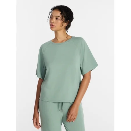 Joyspun Women's French Terry Knit Sleep Top with Short Sleeves, Sizes XS-3X | Walmart (US)