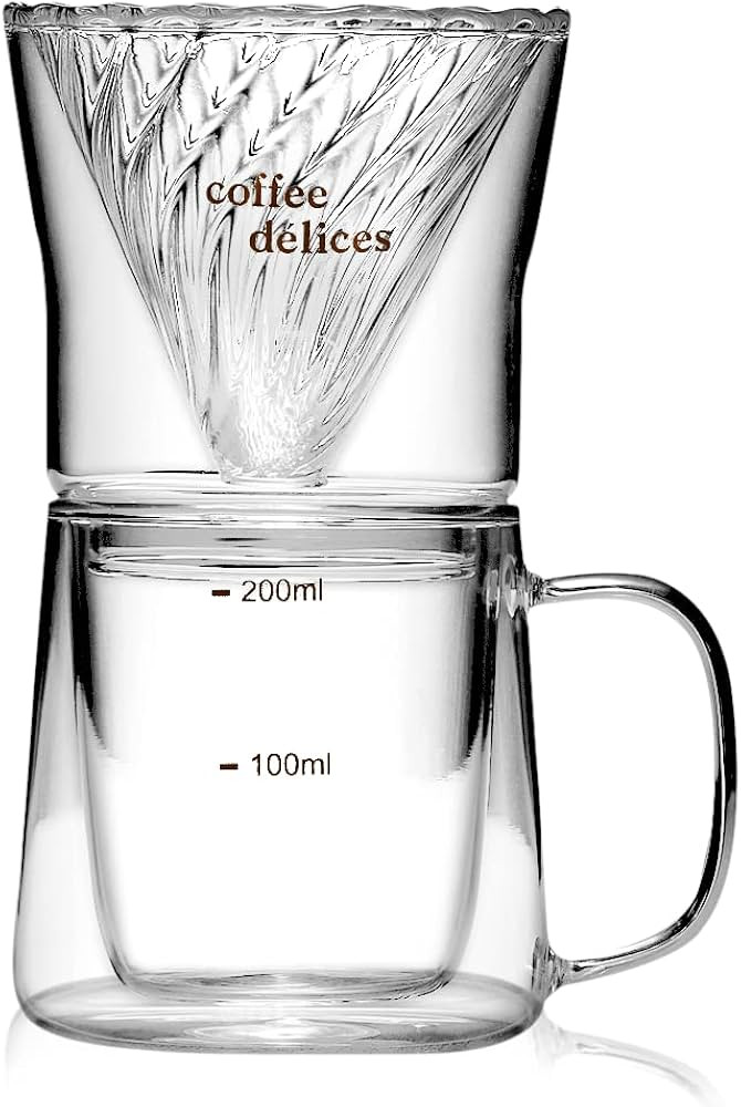 LEVERPRESSO HUGH Coffee Delices Pour Over Coffee Maker, Coffee Dripper Brewer & Glass Mug Set, Hi... | Amazon (US)