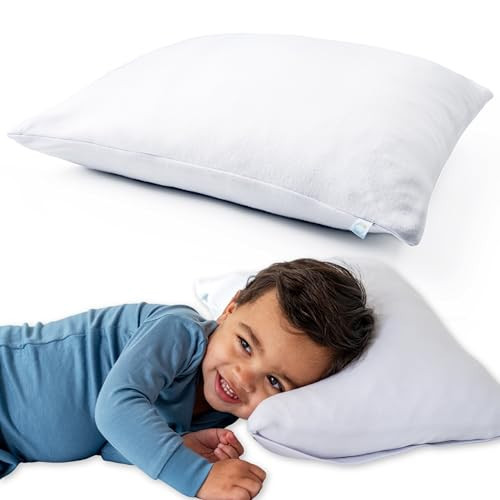 DREAMLAND BABY Toddler Pillow (1-Pack): Includes 100% Cotton Pillow + White Viscose Pillowcase (97% Viscose, 3% Spandex) - Small Pillow, Travel Pillows for Sleeping | Amazon (US)
