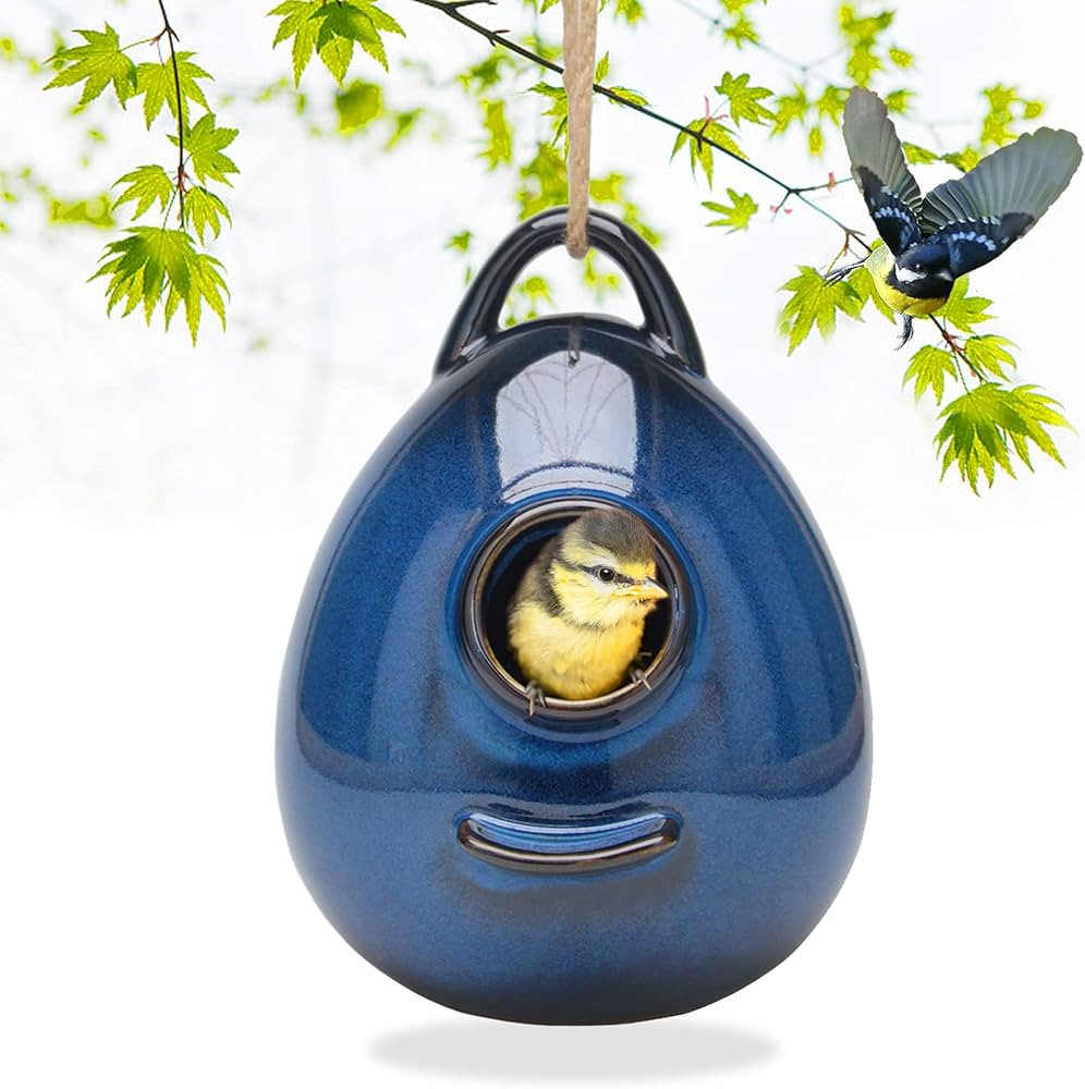 Birdhouse Ceramic Hanging Birdhouses Bird Hut Hanging Outdoor Birdhouse for Wild Birds, Finch, Ca... | Amazon (US)