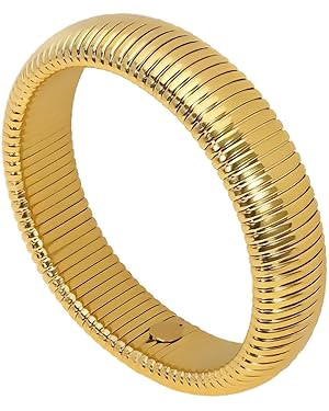 CONRAN KREMIX Gold Chunky Bangle Waterproof Bracelets for Women 14K Real Gold Filled Stainless St... | Amazon (US)