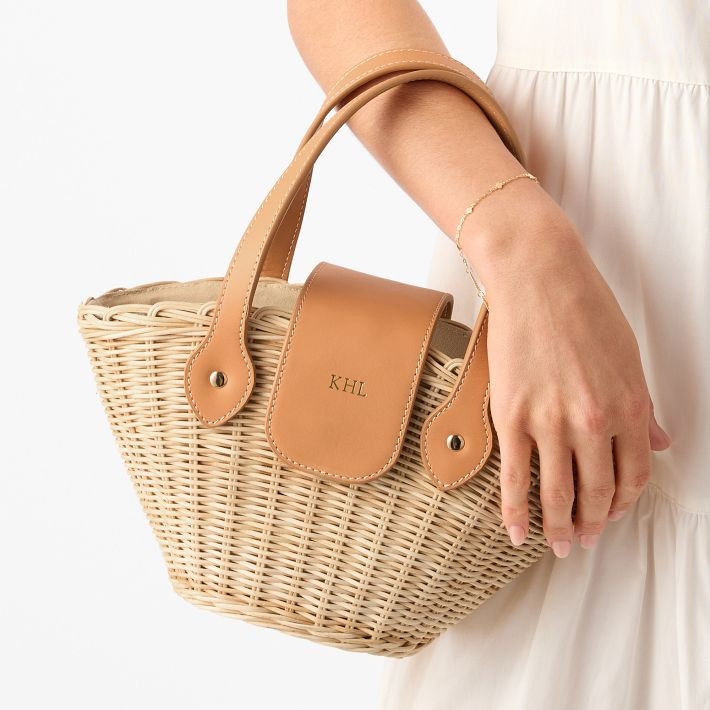 Juliette Wicker and Leather Mini Tote | Mark and Graham
