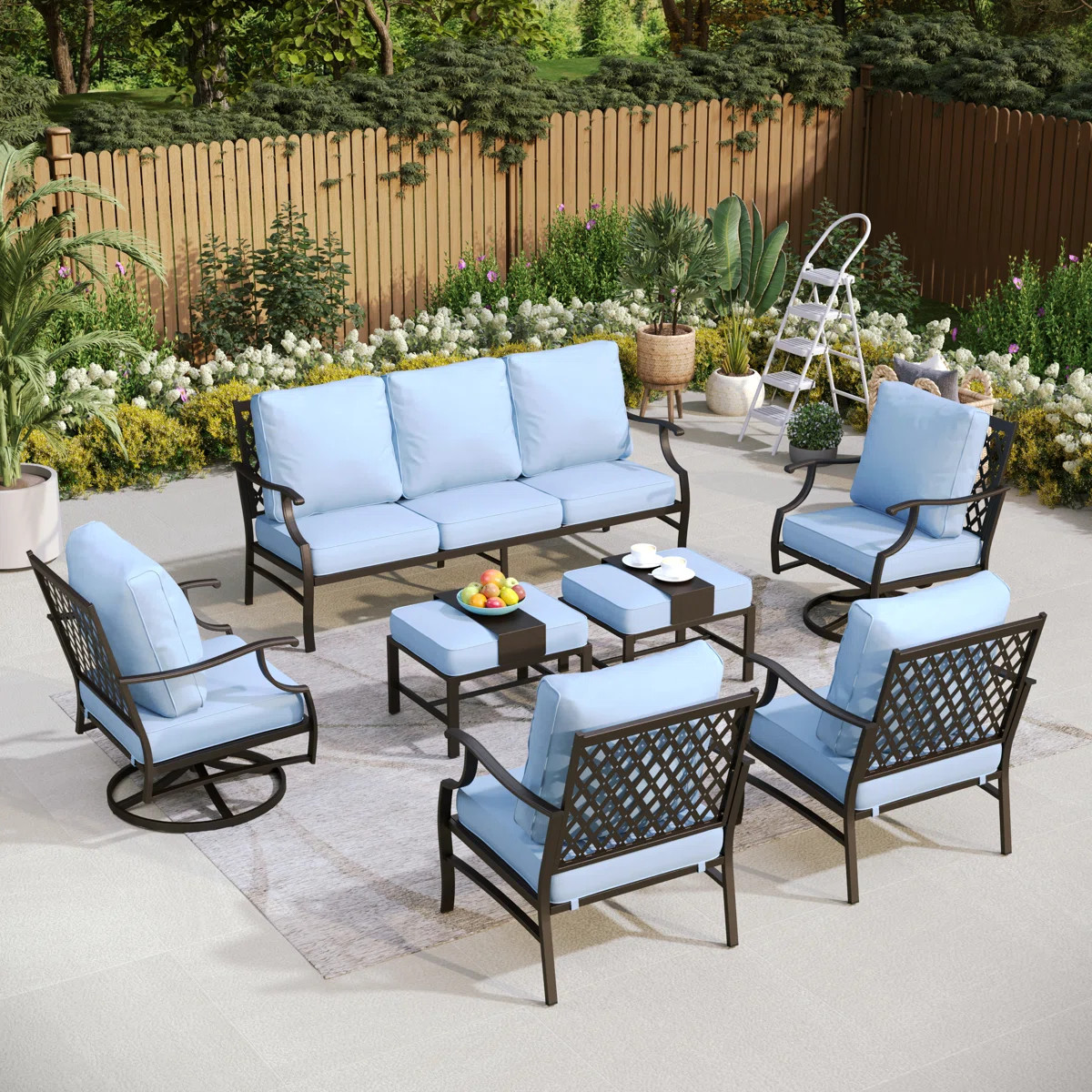 Akadian 9-Person Wicker Patio Conversation Set with Swivel Chairs | Wayfair North America