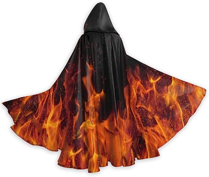 NTQFY Kimisoy Burning Flame Halloween Cloak Fancy Hooded Cape with Drawstring Adult Cool Witch Ro... | Amazon (US)