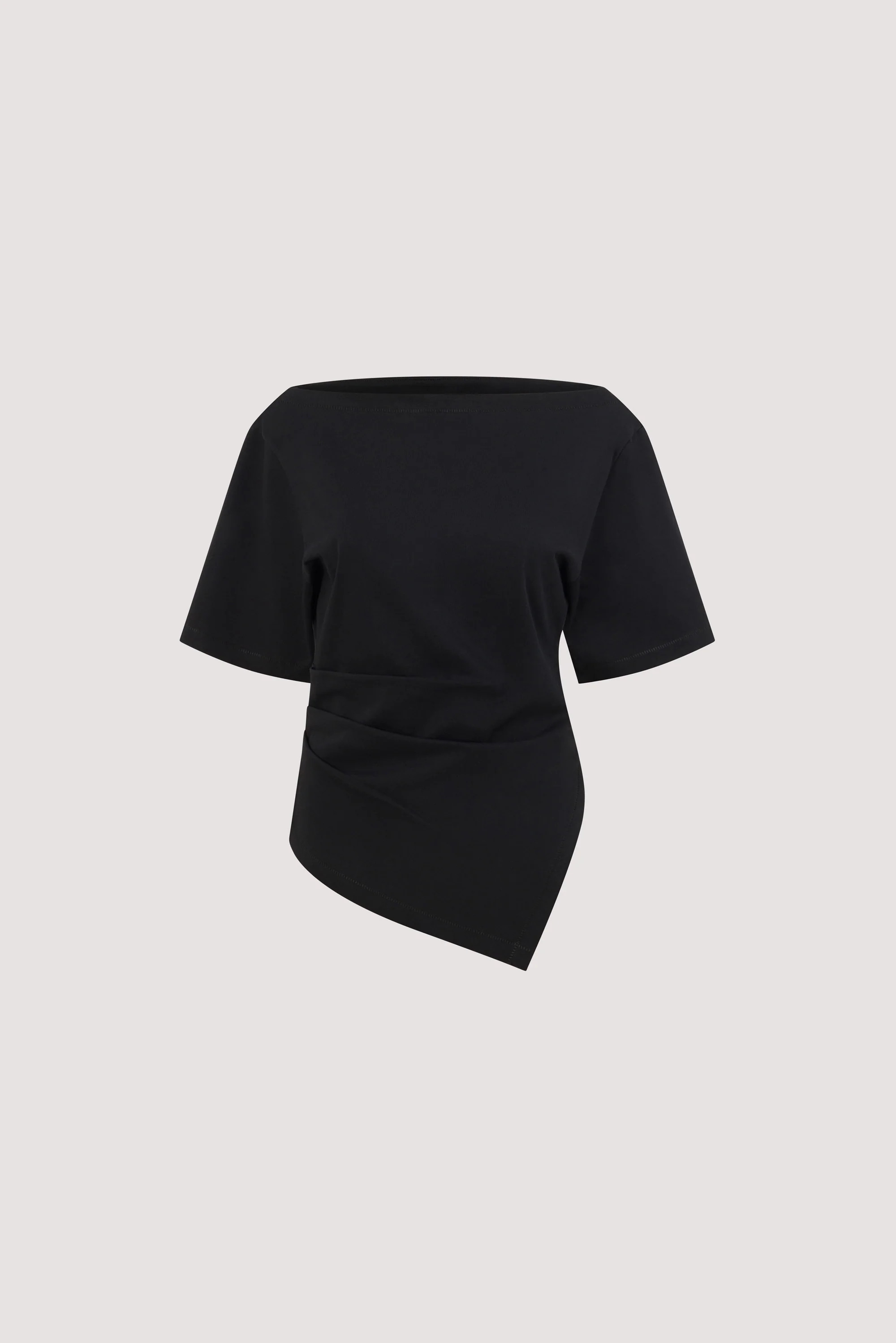 SWANN BLACK COTTON BOAT NECK TEE | DISSH