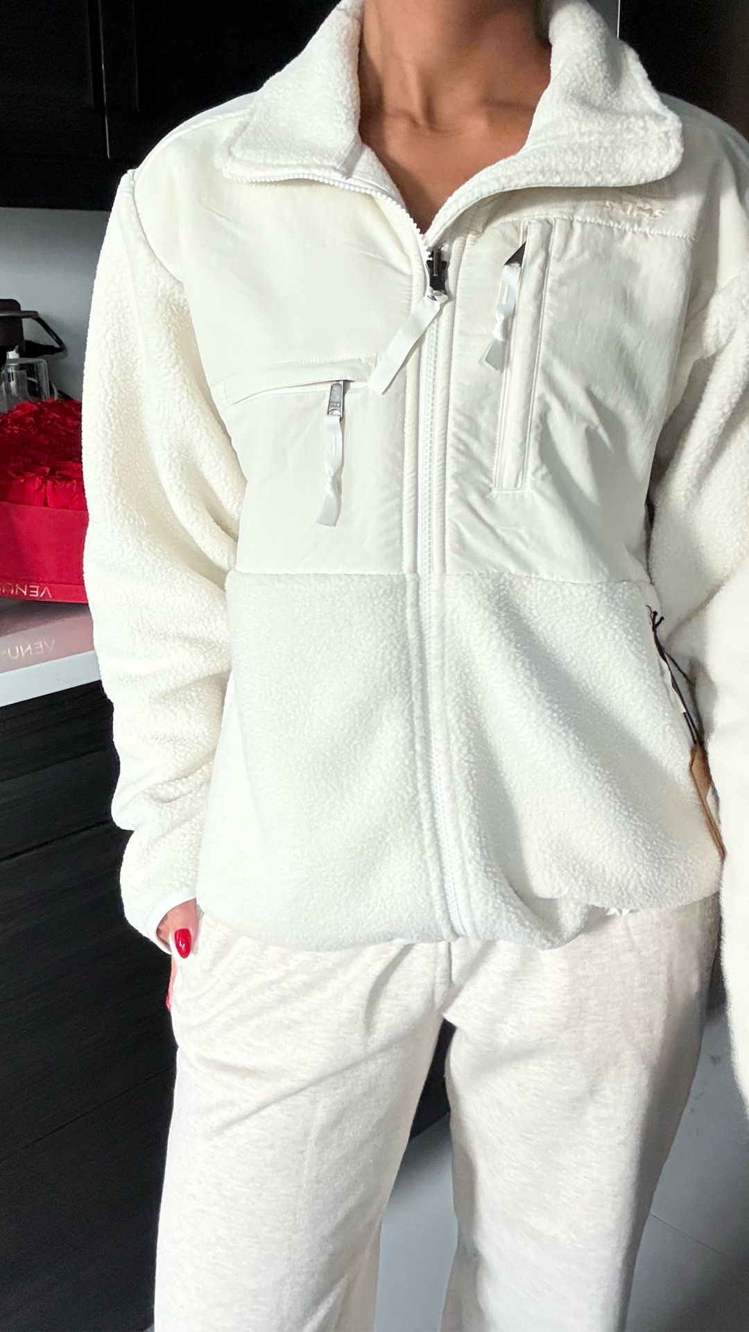 the north face x skims 1995 retro denali fleece jacket in bone paired the cotton fleece straight leg pant in oatmeal heather. 🤍❄️

#LTKPetite #LTKHoliday #LTKGiftGuide