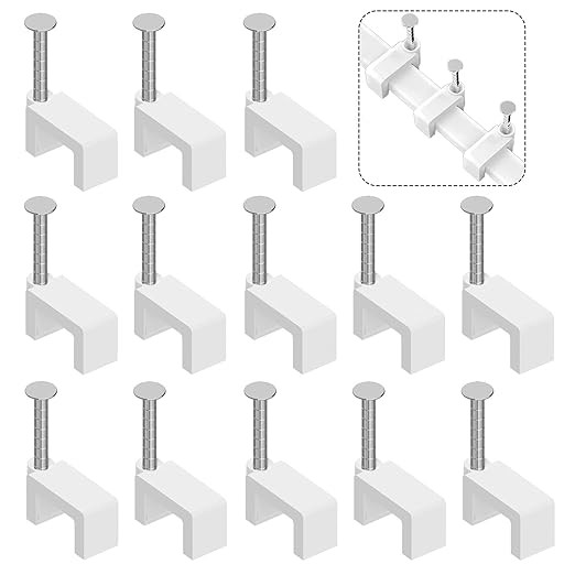 Cable Clips Nail in Cable Clips 100 Pcs 8mm Flat Ethernet Cable Wall Clips Cable Tacks Coax Cable... | Amazon (US)