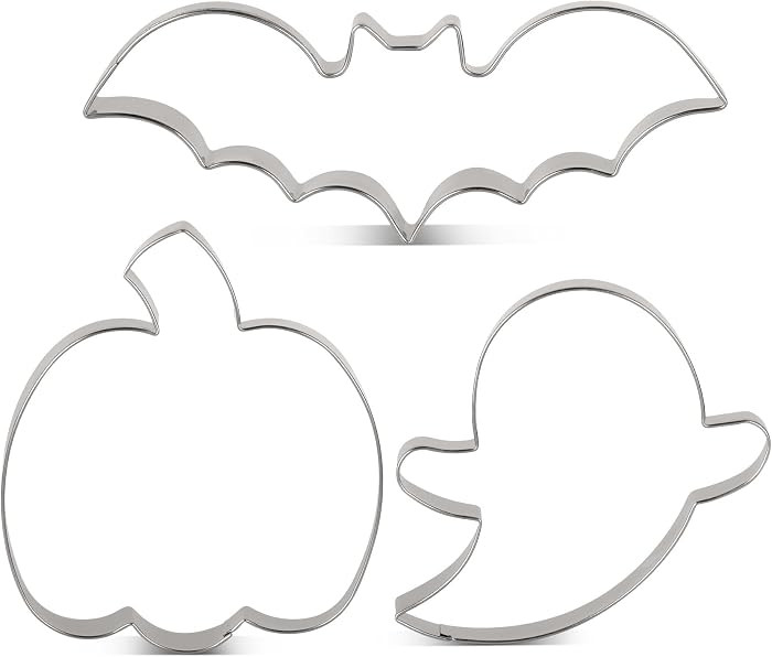 Halloween Cookie Cutter Set, 3-pc, Pumpkin, Bat, Ghost Cookie Cutters | Amazon (US)
