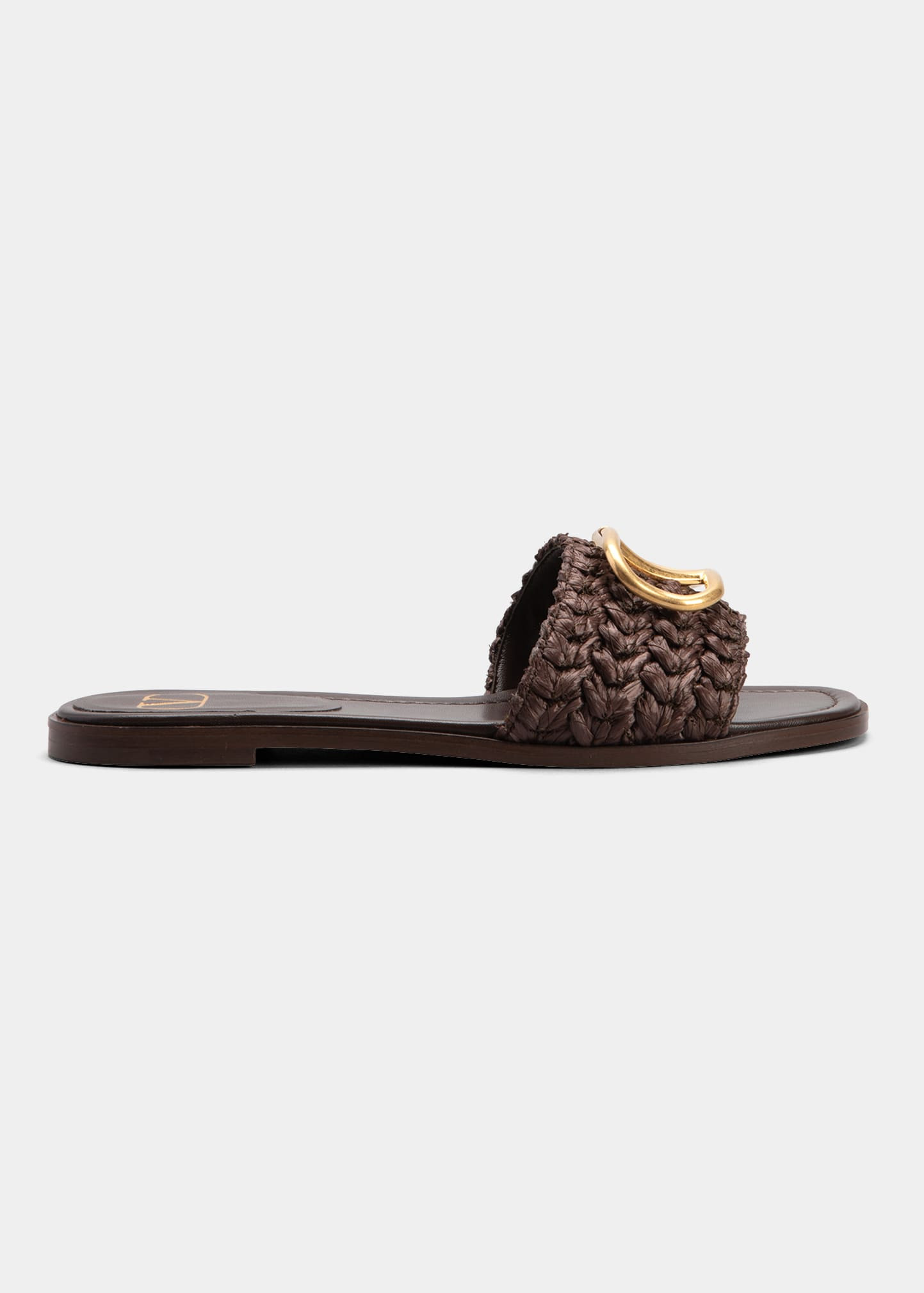 Raffia V Logo Flat Sandals | Bergdorf Goodman