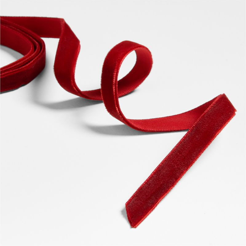 Deep Red Velvet Holiday Ribbon 3/8" + Reviews | Crate & Barrel | Crate & Barrel