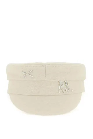 RUSLAN BAGINSKIY RHINESTONE RB COTTON BAKER BOY HAT | Residenza725 US