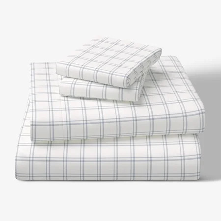 Mainstays Kids Microfiber Bed Sheet Set, Full, Plaid, 4 Pieces | Walmart (US)