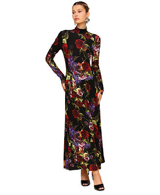 Women's Long Sleeves Printed Maxi Dress | Macy's