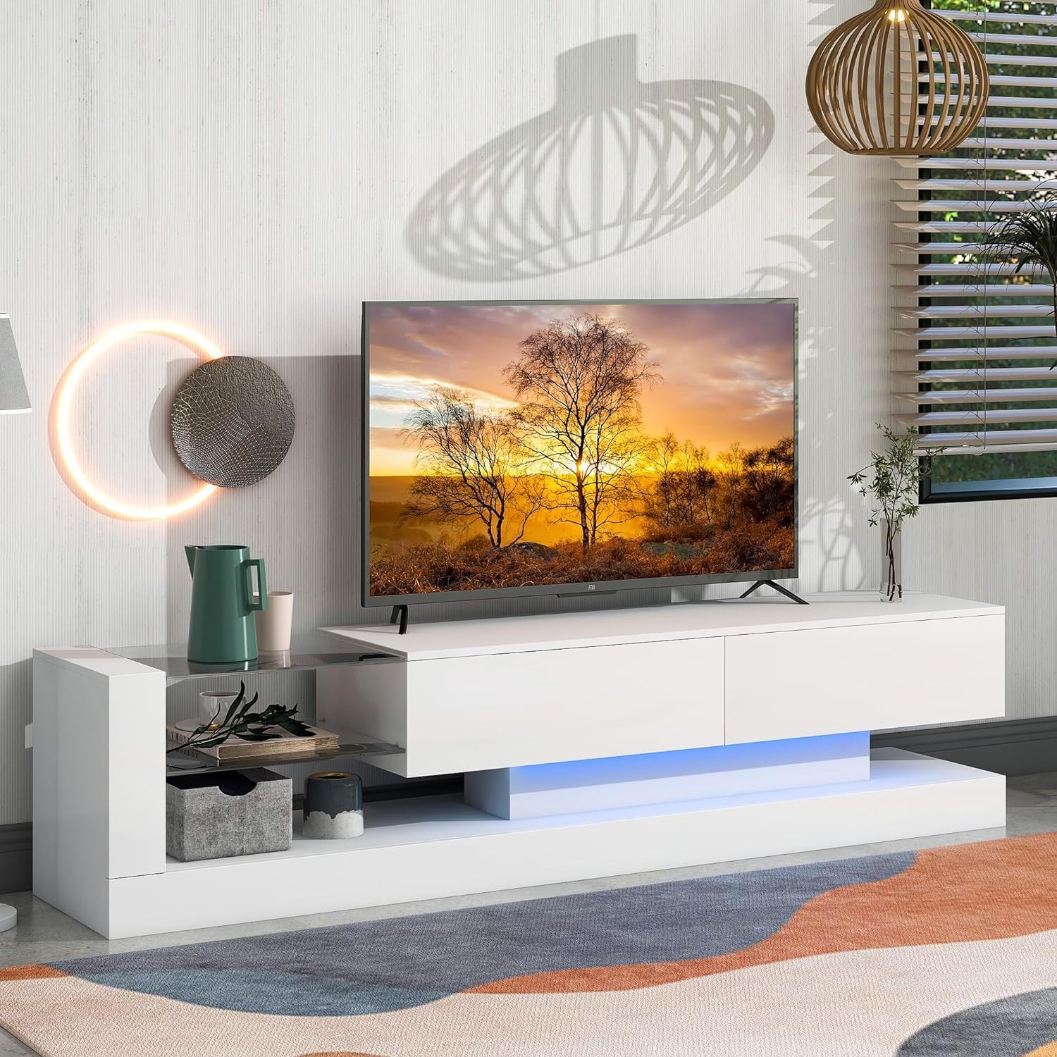 White TV Stand For 80 Inch TV, Long Entertainment Center  

 #LTKActive #LTKU #LTKHome