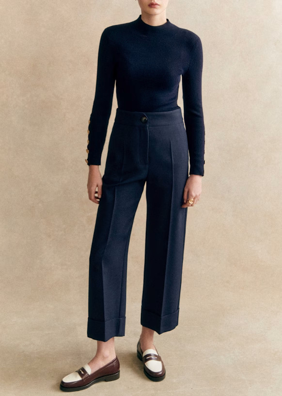 Damon Trousers - Navy  - Recycled polyester - Sézane | Sezane Paris - US