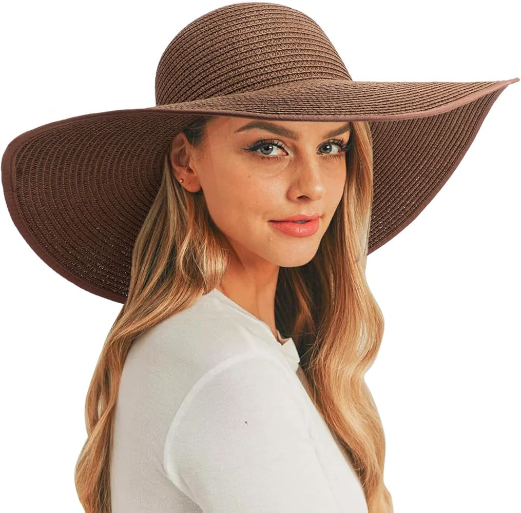 DRESHOW Big Straw Sun Hats for Women Floppy Foldable Roll up Beach Cap Sun Hat UPF 50+ Vacation H... | Amazon (US)