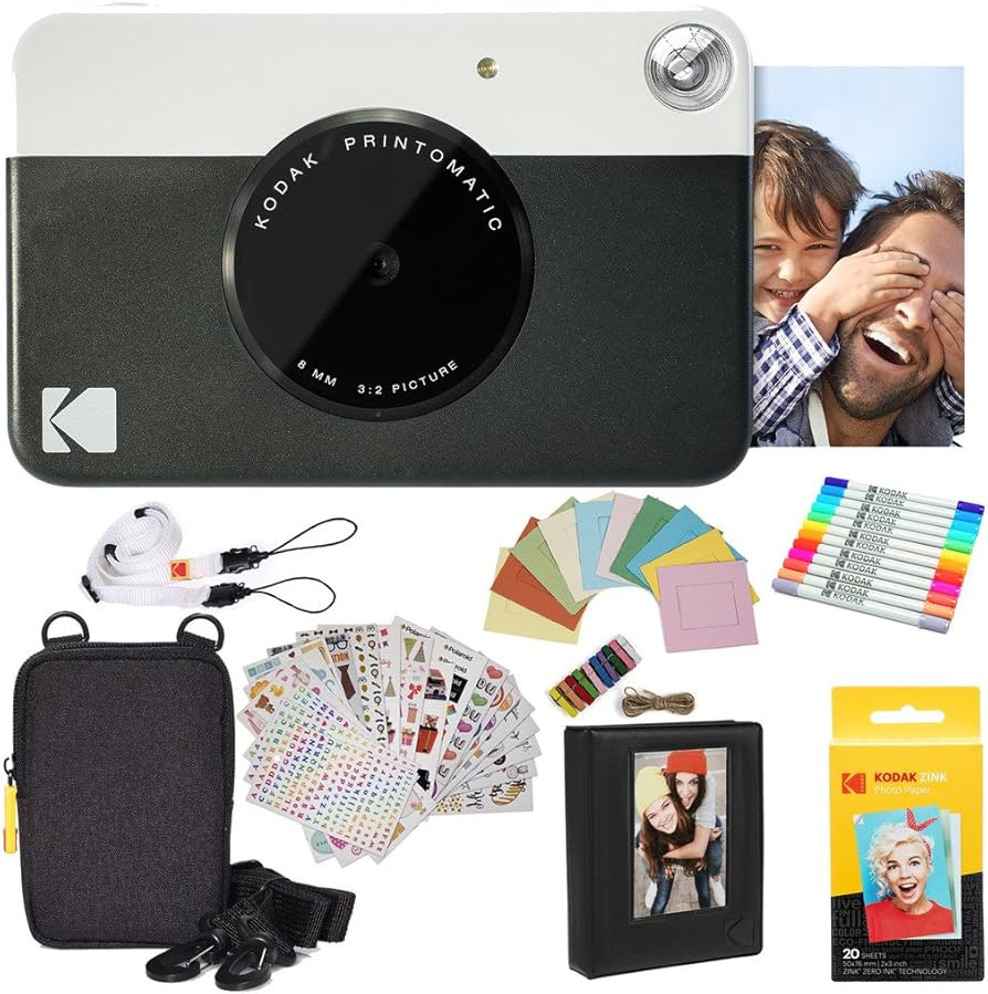 Kodak Printomatic Instant Camera (Black) Gift Bundle + Zink Paper (20 Sheets) + Deluxe Case + 7 F... | Amazon (US)