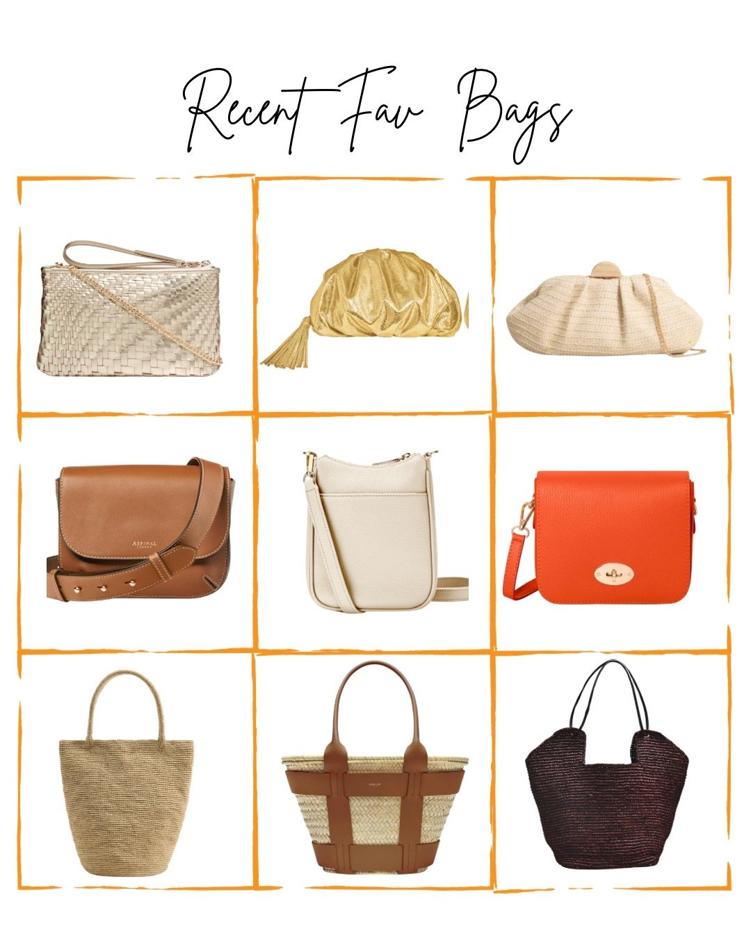 From clutches to cross bodies to totes, all my recent favs