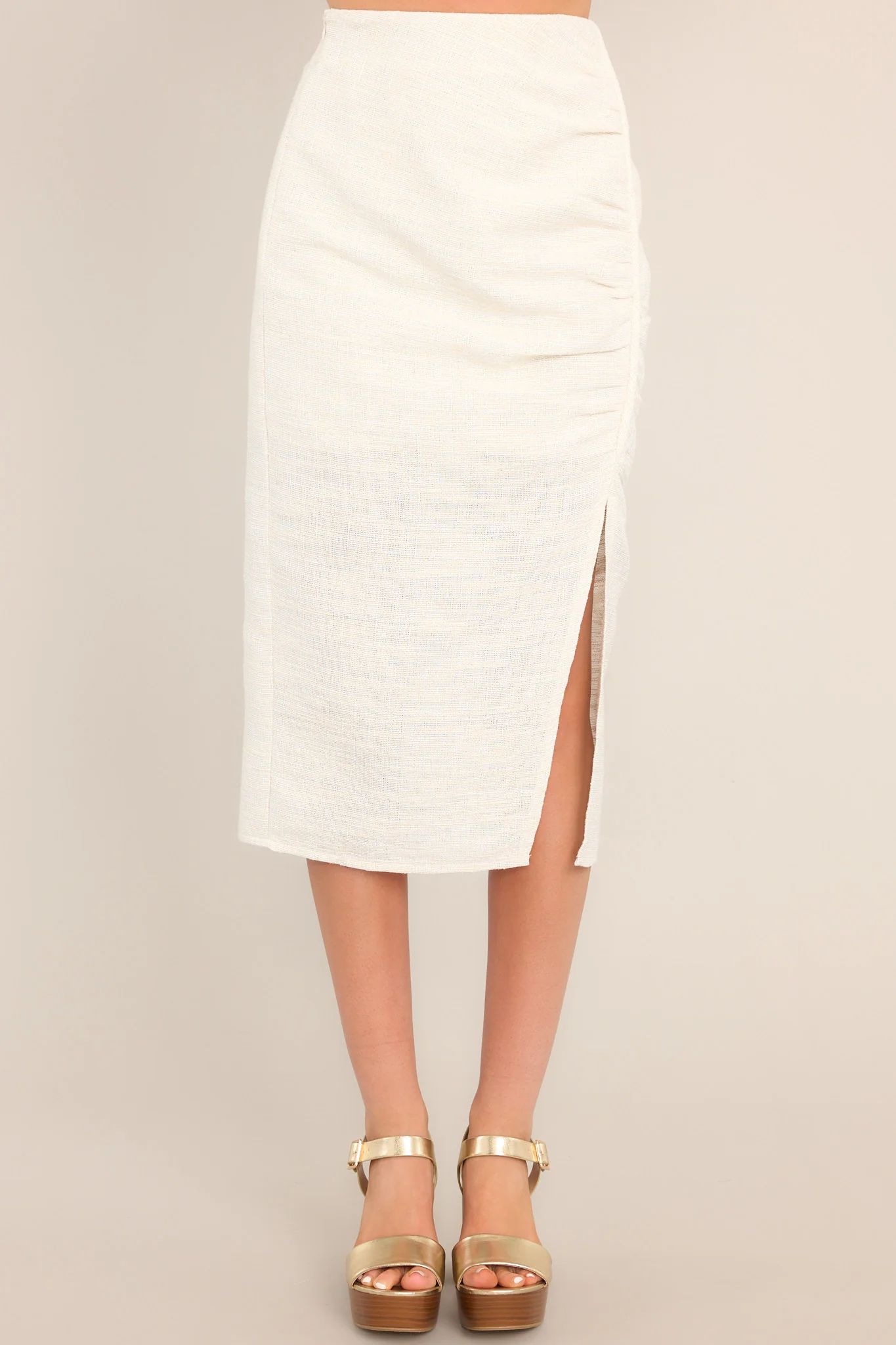 Unforgettable Moments Natural Ivory Midi Skirt | Red Dress