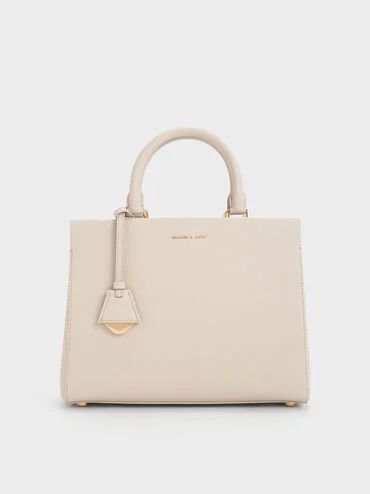 Mirabelle Structured Top Handle bag
 - Ivory | Charles & Keith UK
