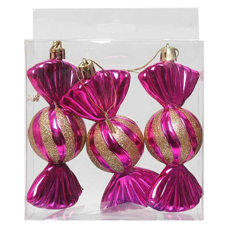 WSZZL Christmas Candy Ornaments, Decorative Plastic Peppermints, Glitter Hanging Decorations, Per... | Walmart (US)