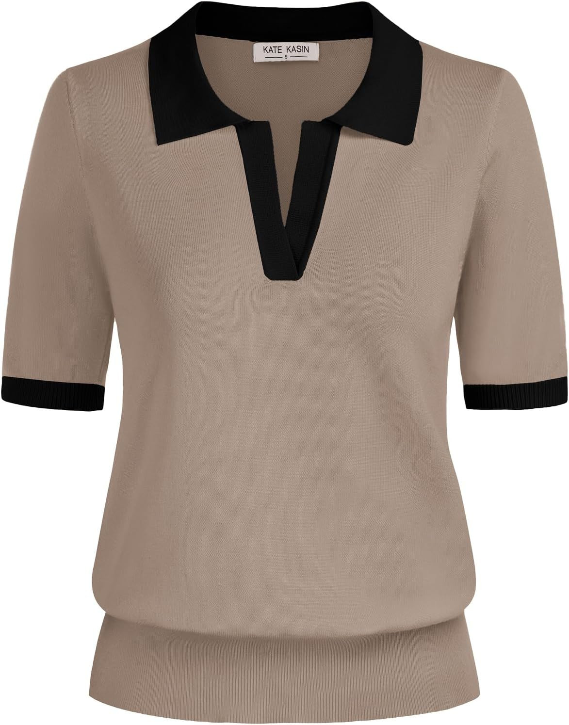 Women's Short Sleeve Classic V Neck Collared Casual Polo Sweater Tops | Amazon (US)