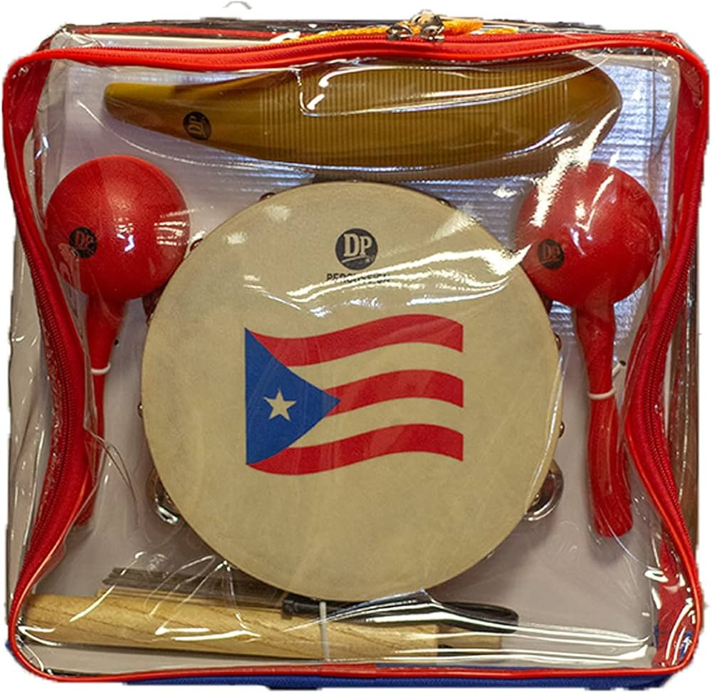 DP Music Parranda Kit Percussion with Carrying Bag - Puerto Rico Flag 8 Inches Tambourine - Clave... | Amazon (US)