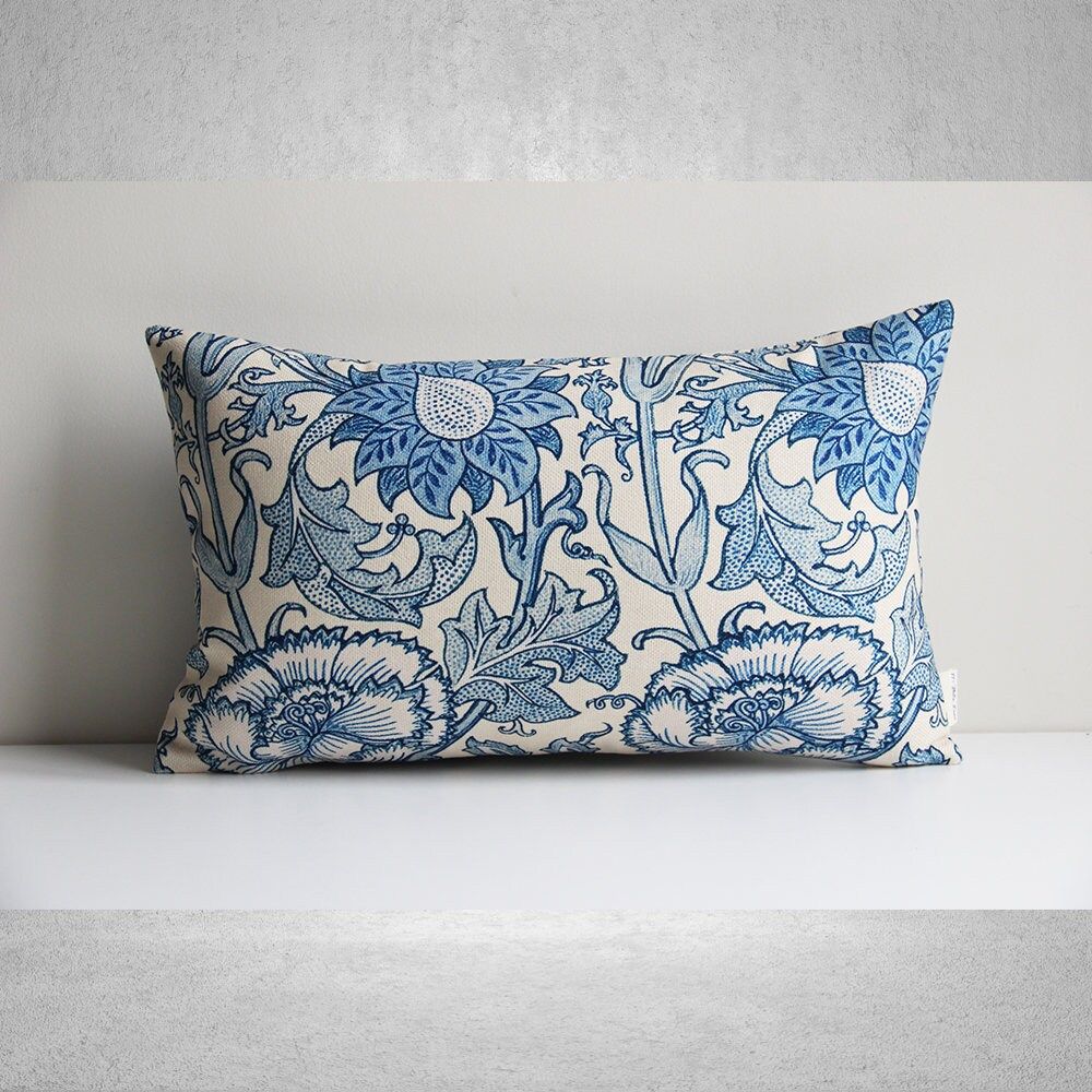 William Morris Blue Floral 20"x12" inches/ 50x30cm Throw Pillow Cover - Morris Art Cushion Cover,... | Etsy (US)