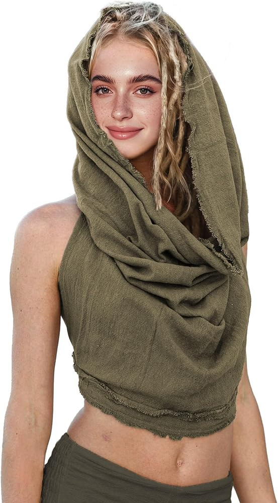 Women's Crop Tank Top - Halter, Boho Open Back, Cross Wrap Swimsuit Cover Ups, 100% Cotton Bathin... | Amazon (US)