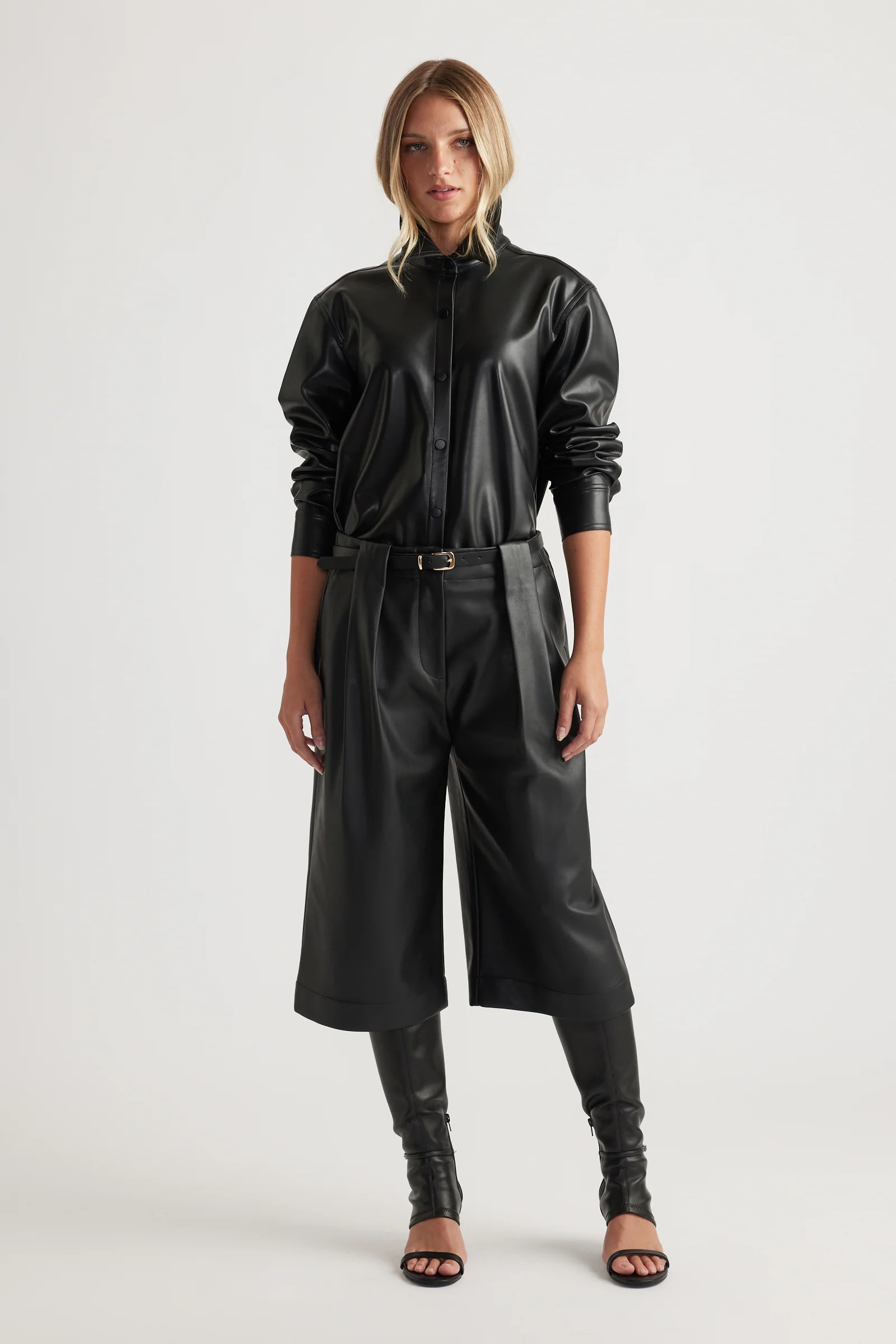 Tabitha Faux Leather Shorts - Black | DECJUBA