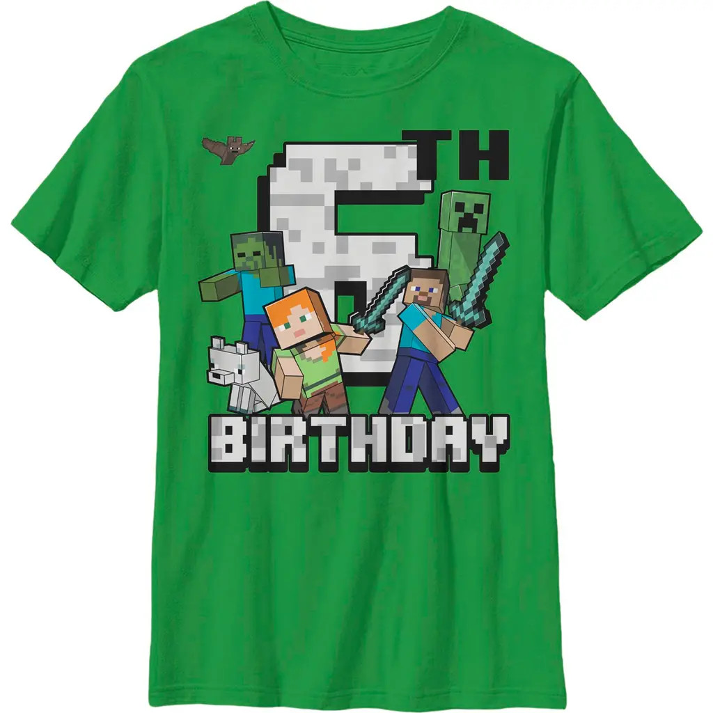 Boy's Minecraft Happy 6th Birthday Graphic T-Shirt in Kelly Green at Nordstrom, Size Large | Nordstrom