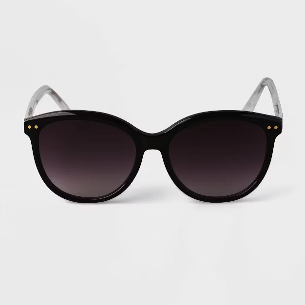 Women's Acetate Round Sunglasses - A New Day™ Black | Target