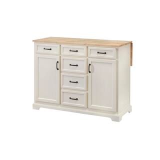Home Decorators Collection Ivory Kitchen Island with Natural Butcher Block Top SK19304Er1-V - The... | The Home Depot