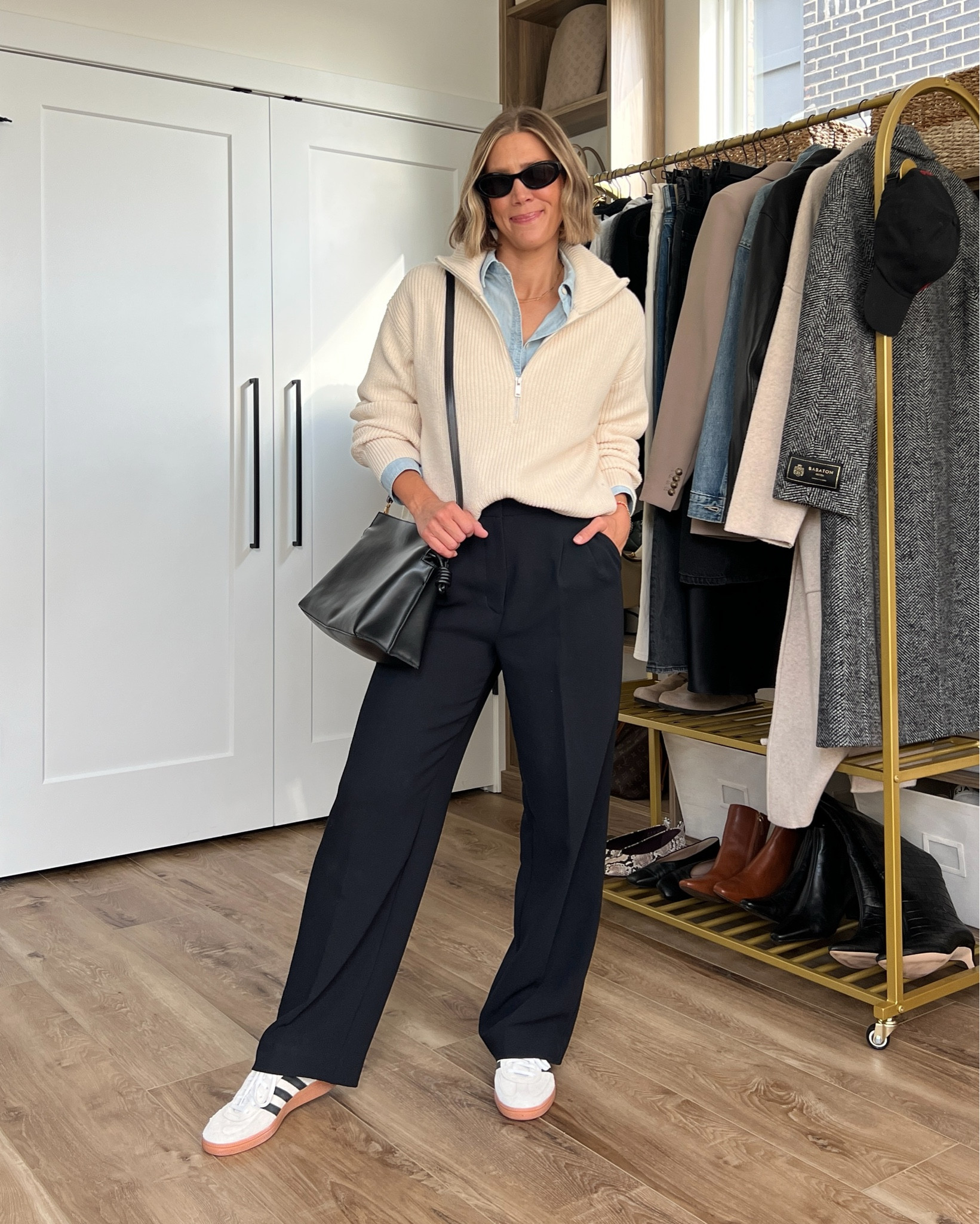 Wearing small denim shirt, small half-zip sweater, 4/regular trousers, sneakers 7 (sized down one full size)

#LTKStyleTip #LTKFindsUnder50 #LTKFindsUnder100