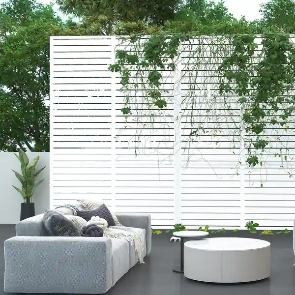 Louvered Metal Privacy Screen Panel Free Standing - 72*47 | Bed Bath & Beyond