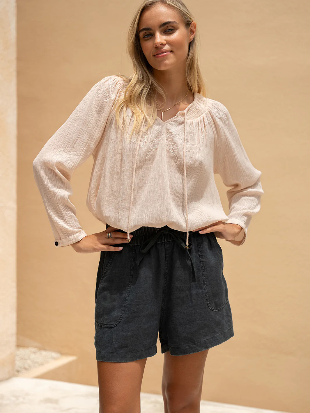 Anika Linen Shorts Charcoal | Breathable Women's Charcoal Linen Shorts | Nomad the Label