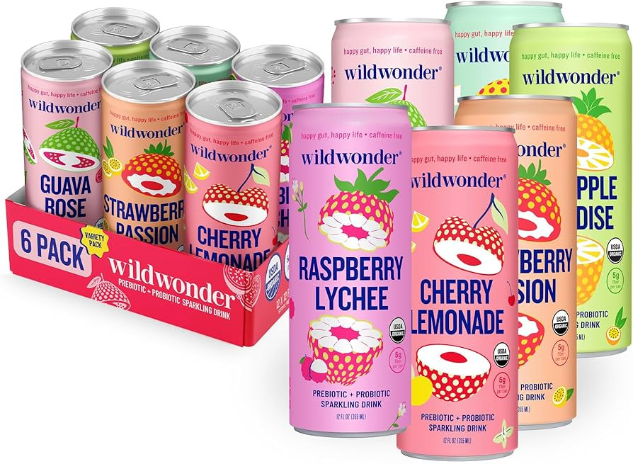 wildwonder Sparkling Probiotic Drink 6pk, For Gut Health & Immune Support, Classic Variety Pack, ... | Amazon (US)