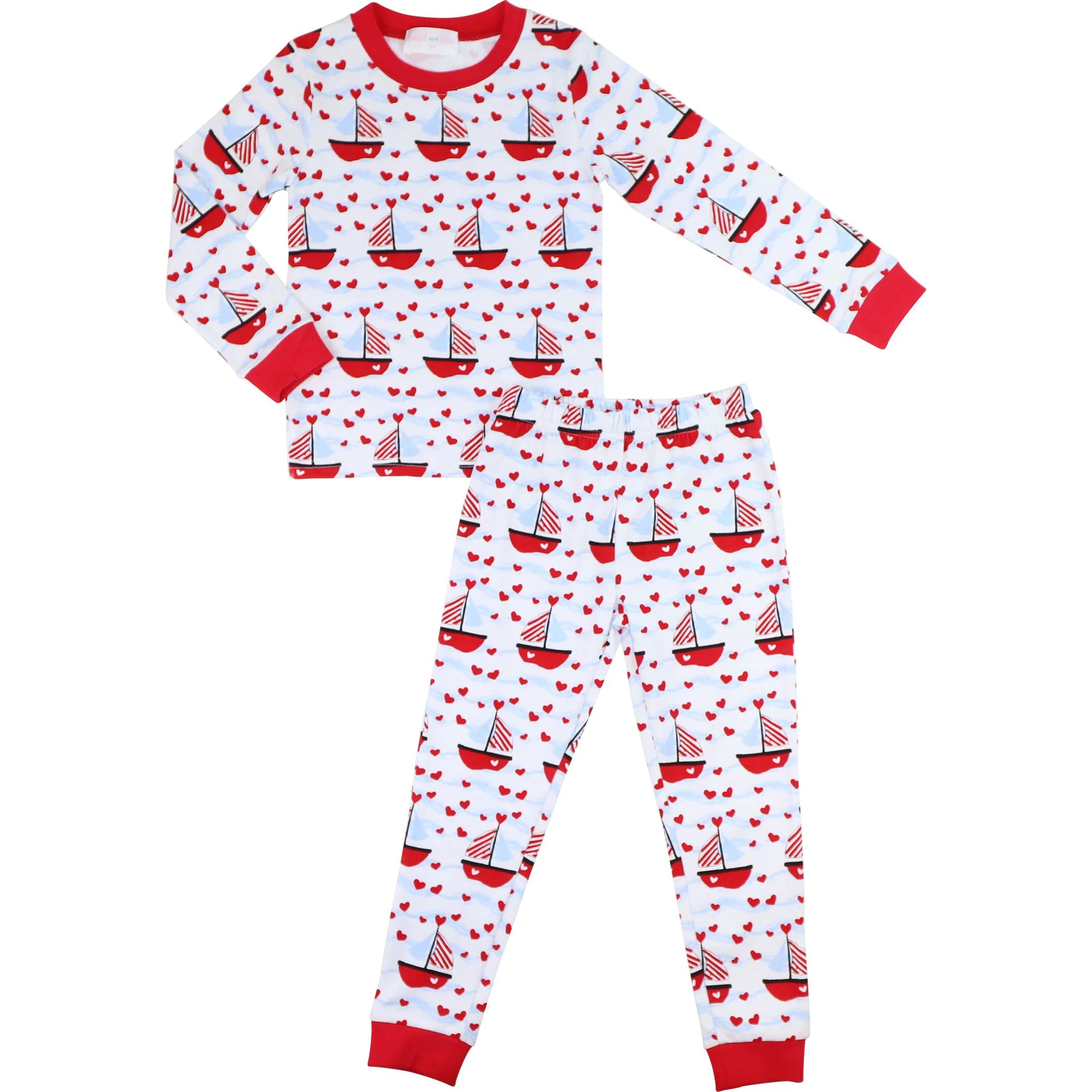 Valentine Sailboat Knit Pajamas | Cecil and Lou