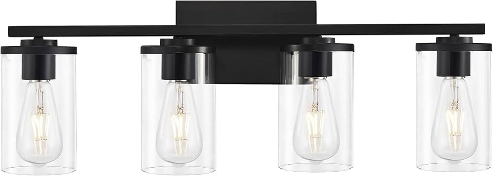 4-Light Vanity Light Fixtures, Industrial Bathroom Vanity Lighting in Matte Black for Bathroom Li... | Amazon (US)