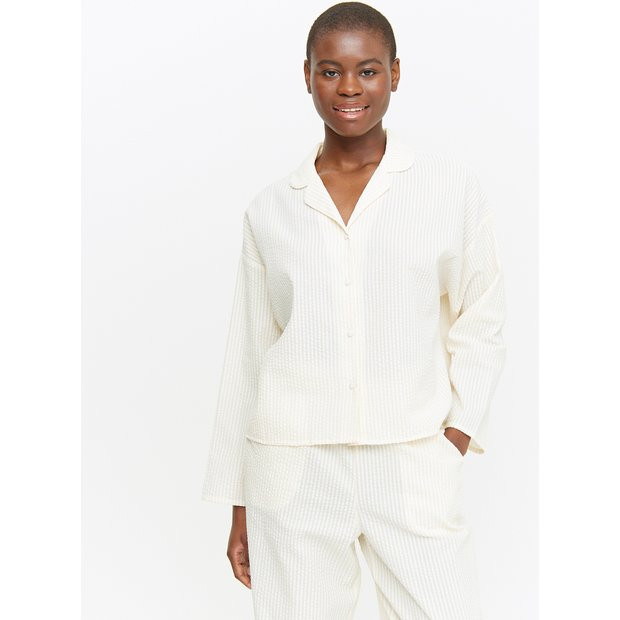 Buy Neutral Stripe Seersucker Pyjama Shirt 12 | Pyjamas | Tu | Tu Clothing