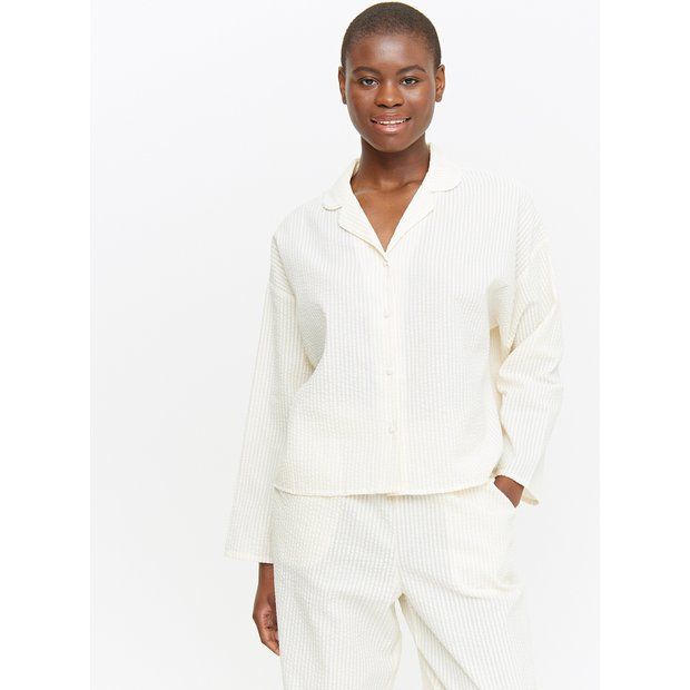Buy Neutral Stripe Seersucker Pyjama Shirt 12 | Pyjamas | Tu | Tu Clothing
