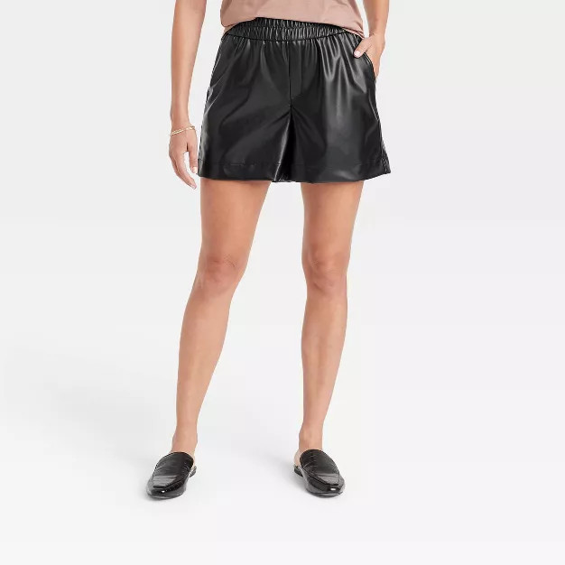 Women's High-Rise Faux Leather Pull-On Shorts - A New Day™ | Target