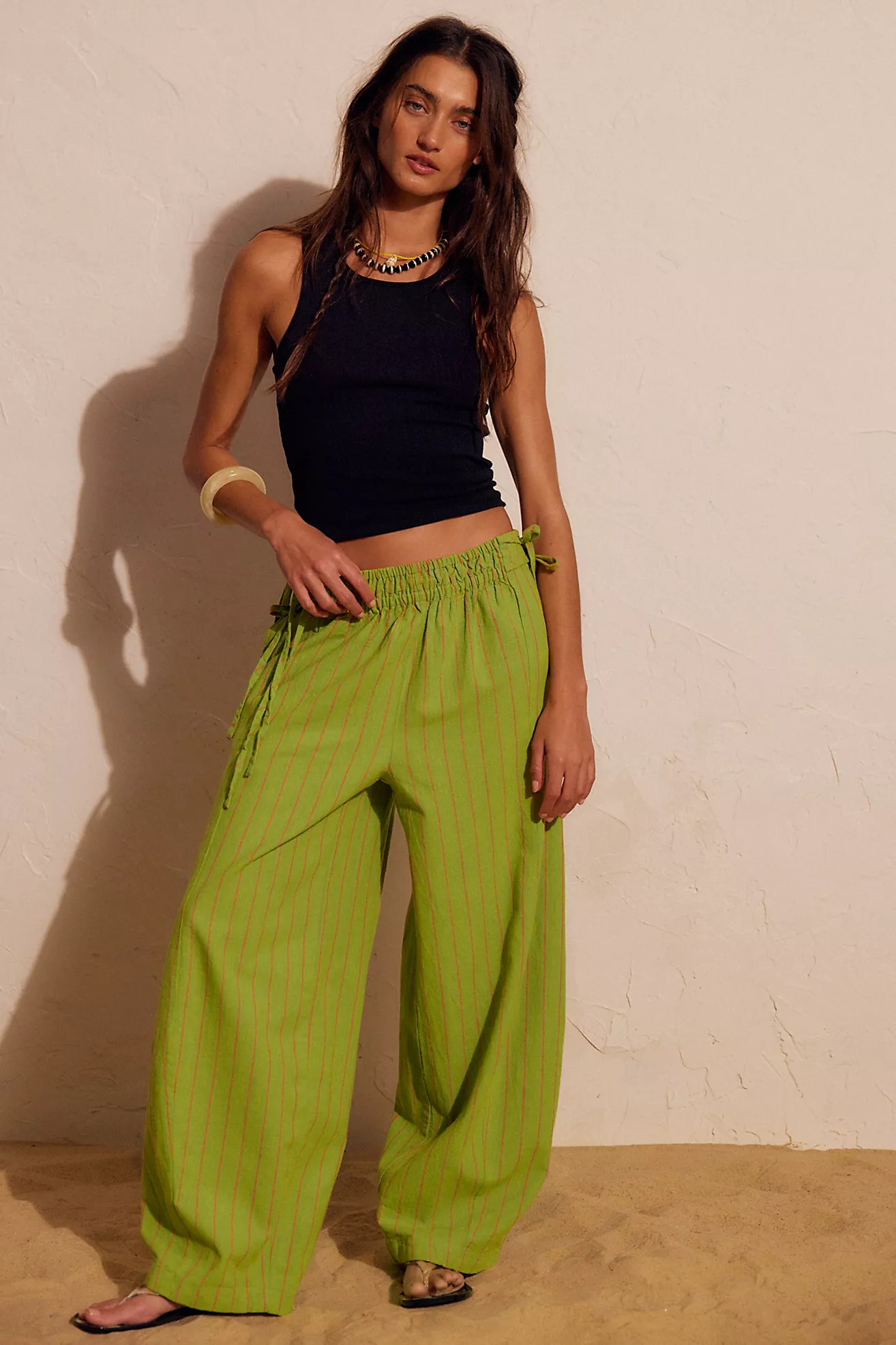 Sun Dazed Cotton-Linen Striped Pants | Free People (Global - UK&FR Excluded)