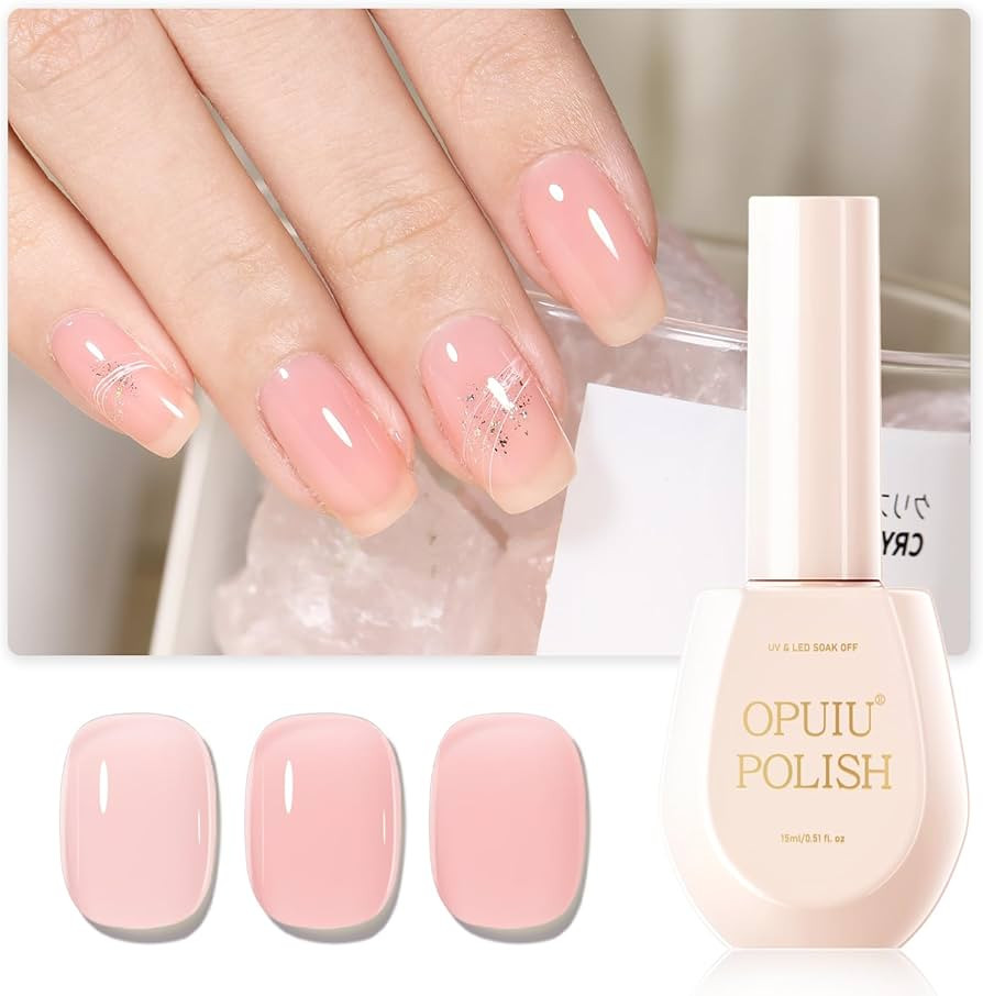 OPUIU Grapefruit Juice Gel Nail Polish, 15ml Pink Jelly Gel Polish Translucent Color Soak Off UV ... | Amazon (US)