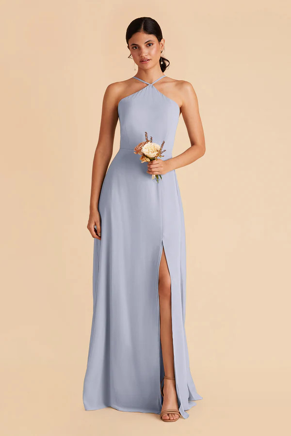 Juliet Chiffon Dress - Dusty Blue | Birdy Grey