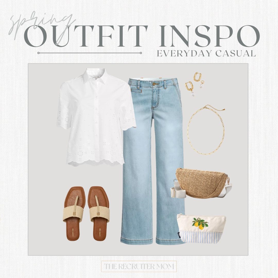 Summer Eyelet Button Front Top and Light Wash Wide Leg Jean Everyday Casual Outfit from Lands End  

 

#LTKSeasonal #LTKOver40 #LTKMidsize