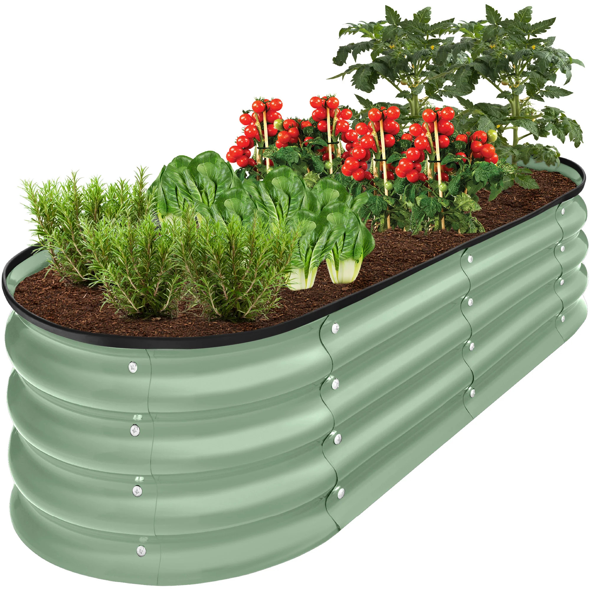 Outdoor Raised Metal Oval Garden Bed, Planter Box - 4x2x1ft | Best Choice Products 