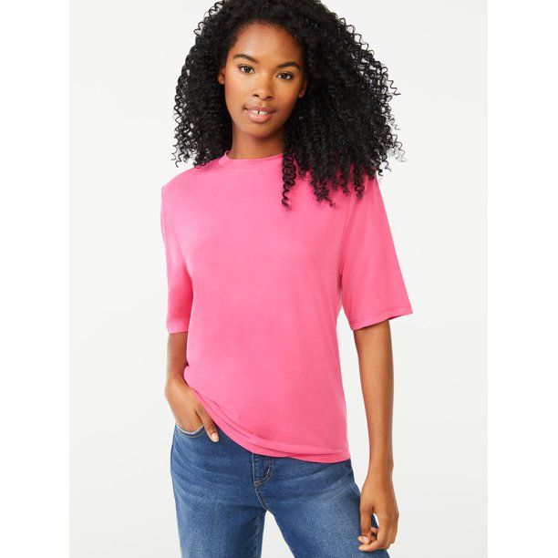 Scoop Women's Padded Shoulder T-Shirt - Walmart.com | Walmart (US)
