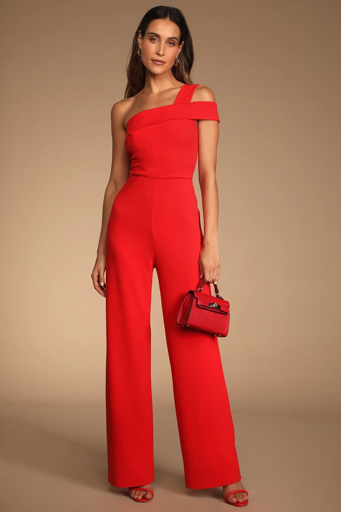 Bold and Ambitious Red One-Shoulder Wide-Leg Jumpsuit | Lulus (US)